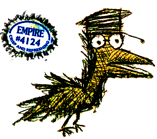 bird drawing with Empire Apple sticker