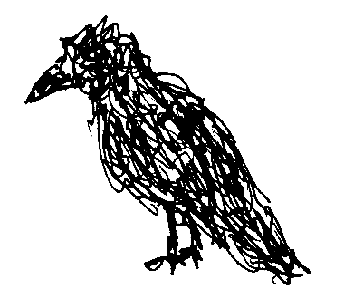 Crow drawn with scribbles