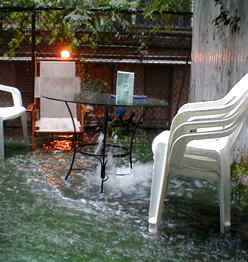 flooded backyard on 77th Aveenue