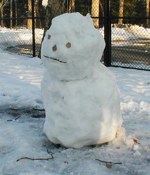 forlorn looking snowman with just a ball for a body and a ball for a head